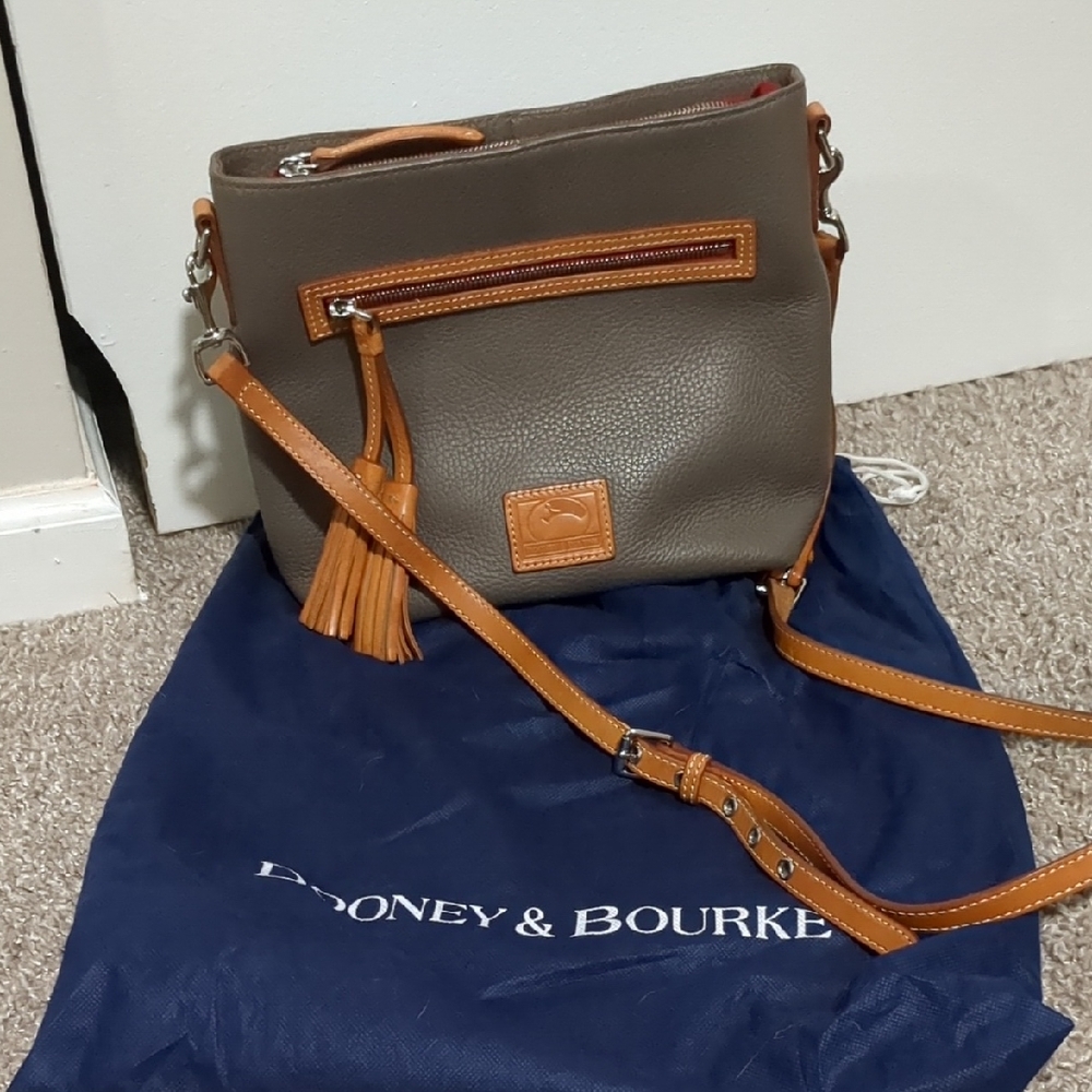 Dooney & Bourke Leather Pebble Tassel Bag In Grey